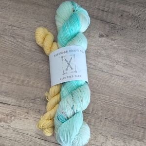 Hand Dyed Yarn Sock Set in Yellow and Blue